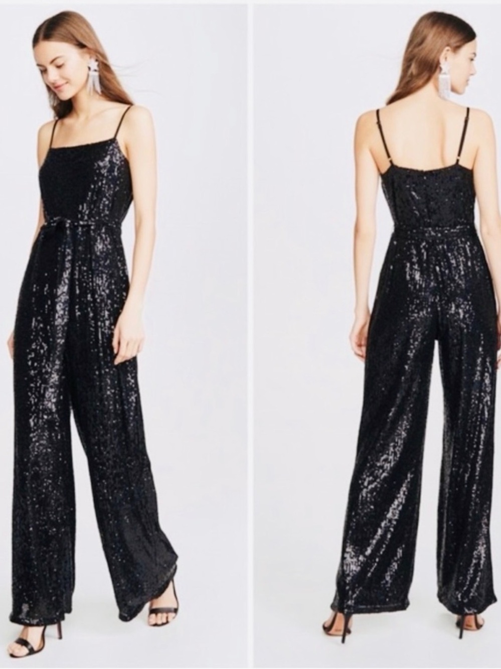 Gianni Bini Black Sequin Wide-Leg Jumpsuit